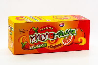 Жевательные конфеты Канди Кисломания дабл фрукт апельсин и клубника 14 гр